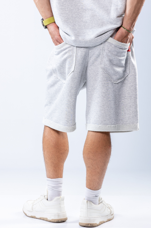 Pantaloni scurți oversize Gri melanj – imagine 3