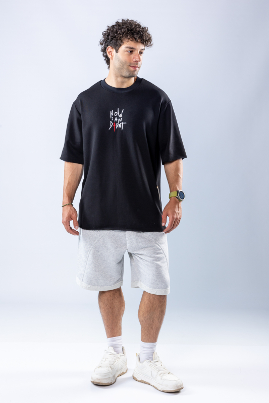 Pantaloni scurți oversize Gri melanj – imagine 6