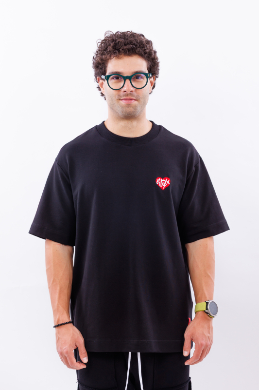 Tricou negru oversize DFRNT CORE HEART – imagine 8