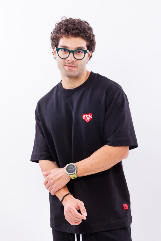 Tricou negru oversize DFRNT CORE HEART – imagine 11