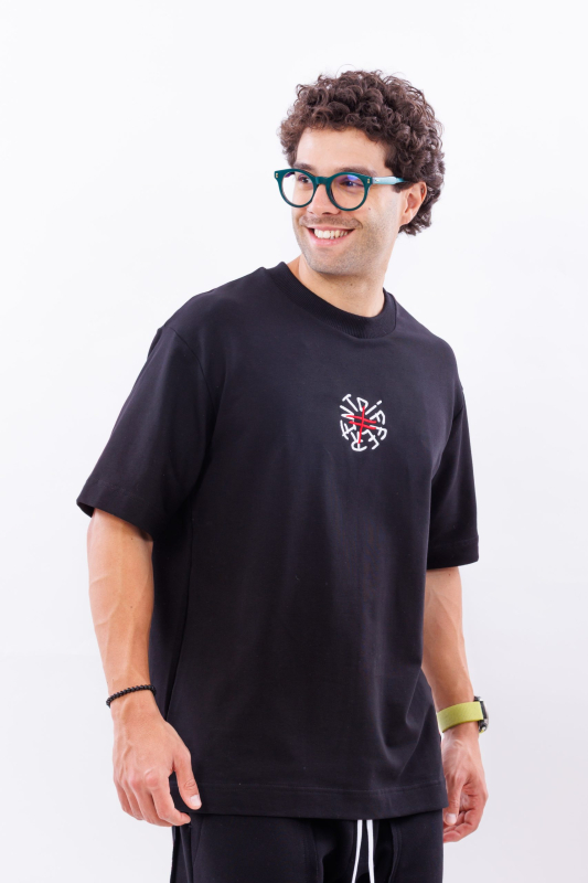 Tricou negru oversize DFRNT signature – imagine 2