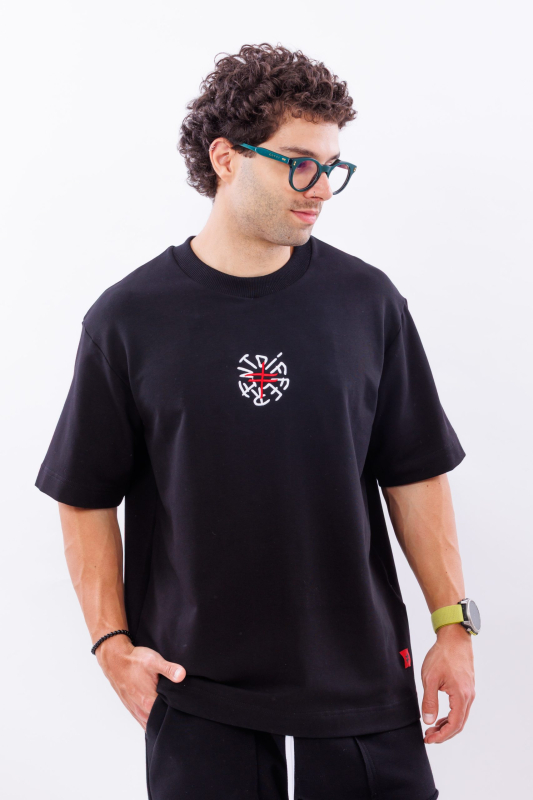 Tricou negru oversize DFRNT signature – imagine 1