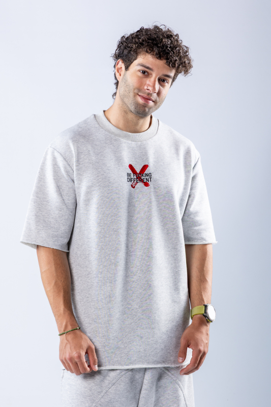 Tricou oversize Gri melanj – imagine 2