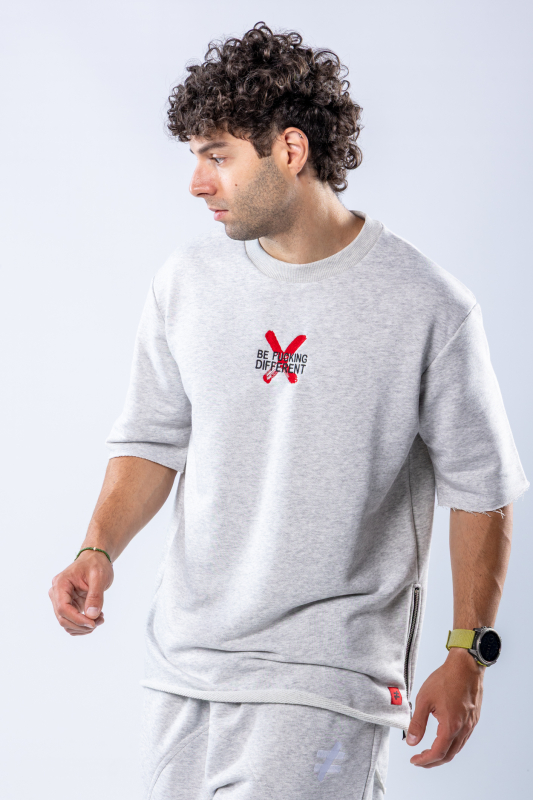 Tricou oversize Gri melanj – imagine 7
