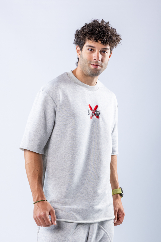 Tricou oversize Gri melanj – imagine 6