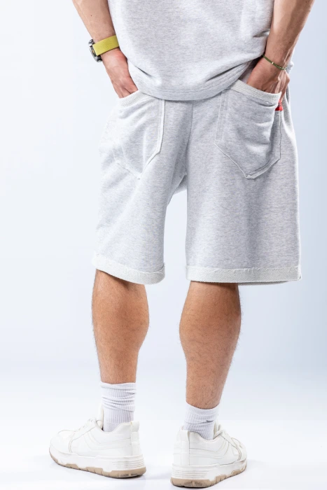Pantaloni scurți oversize Gri melanj – Gri melanj (3)