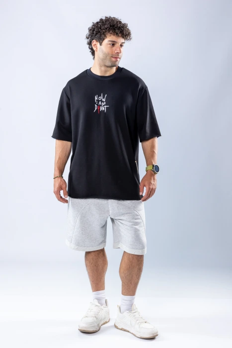 Pantaloni scurți oversize Gri melanj – Gri melanj (6)