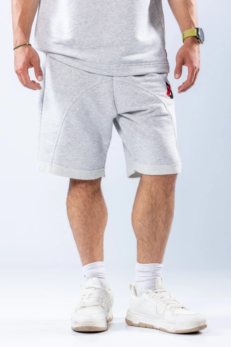 Pantaloni scurți oversize Gri melanj – Gri melanj (4)
