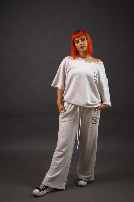 Pantaloni lungi oversize fete Macanache X DifferentCut – Gri
