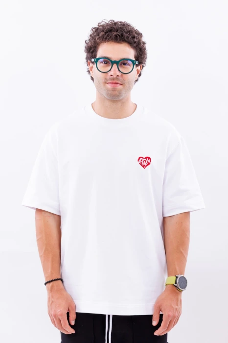 Tricou alb oversize  DFRNT Emb Heart
