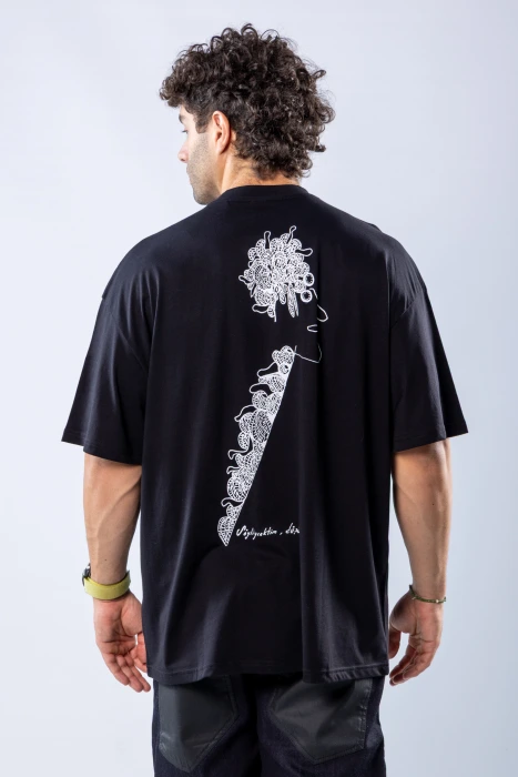 Tricou oversize Negru – Negru (5)