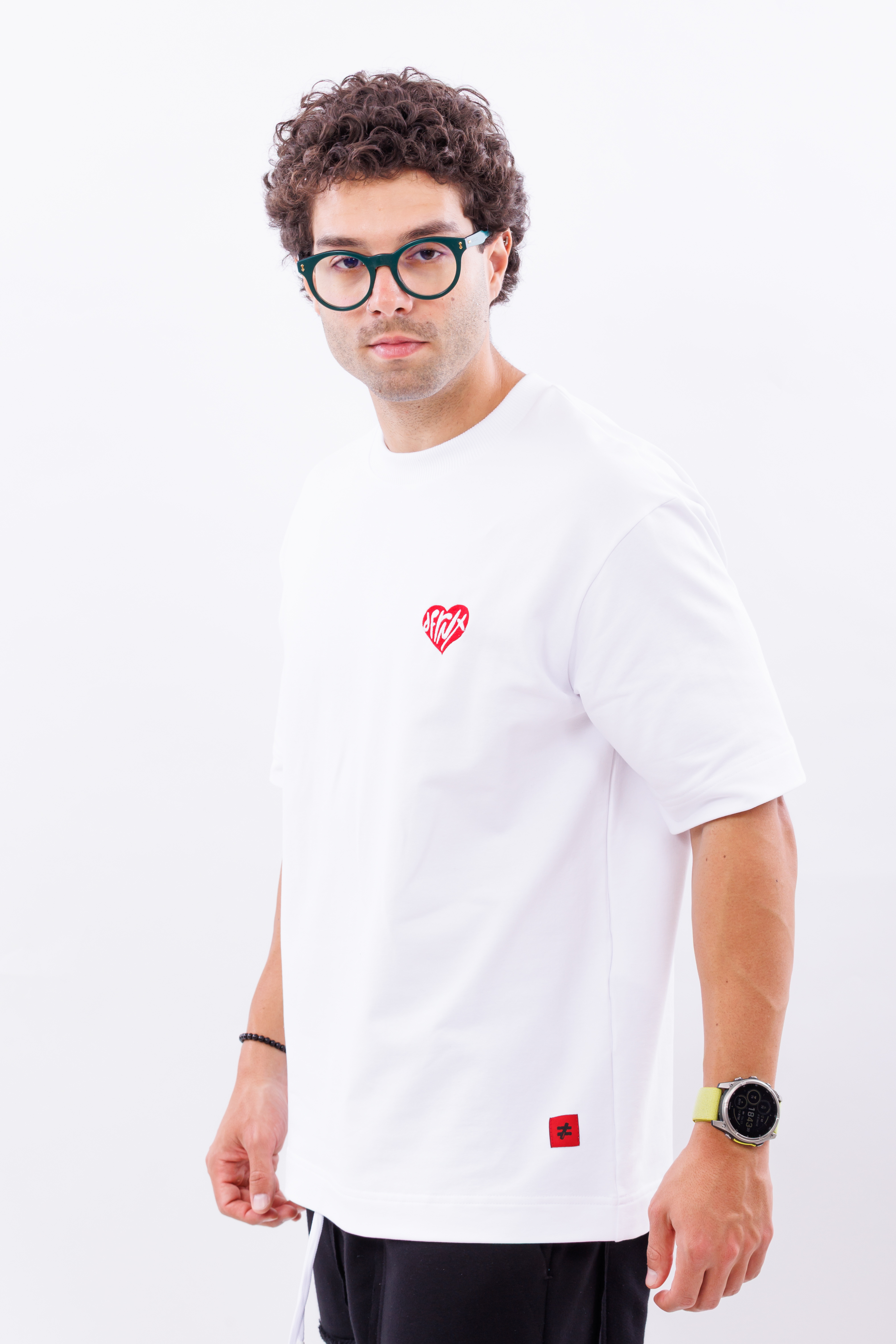 Tricou alb oversize  DFRNT Emb Heart – imagine 11