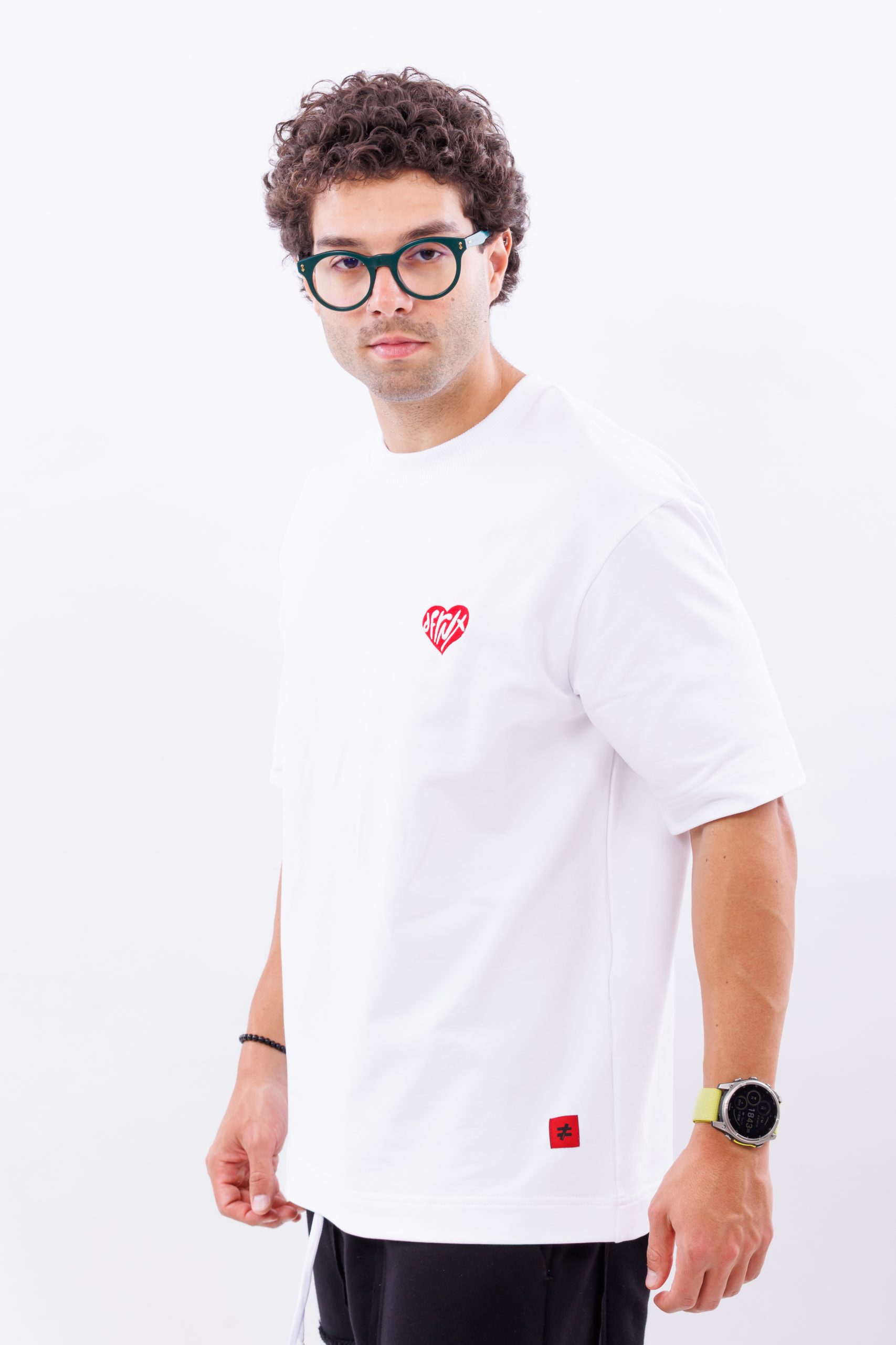 Tricou alb oversize  DFRNT Emb Heart – imagine 4