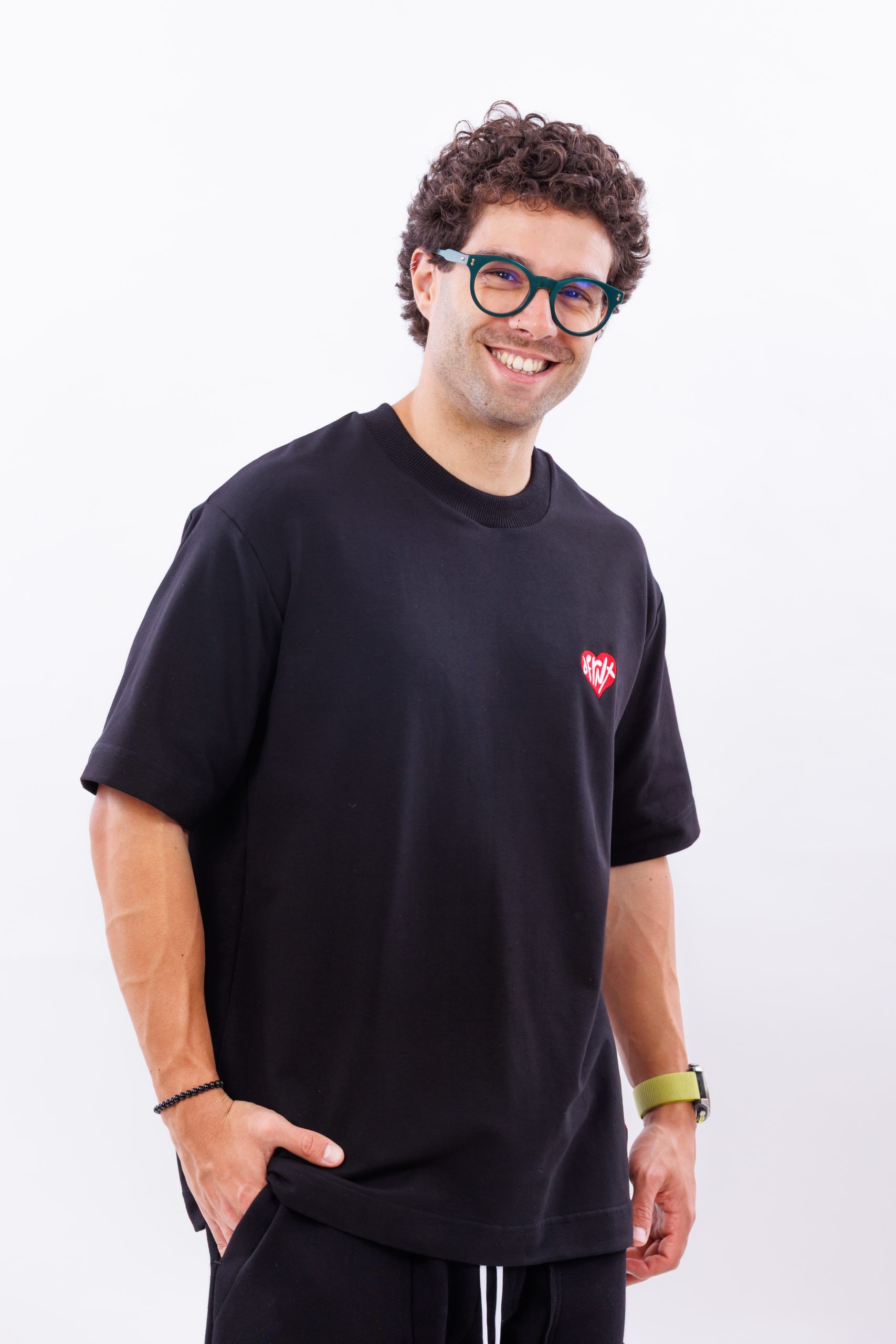 Tricou negru oversize DFRNT CORE HEART – imagine 4
