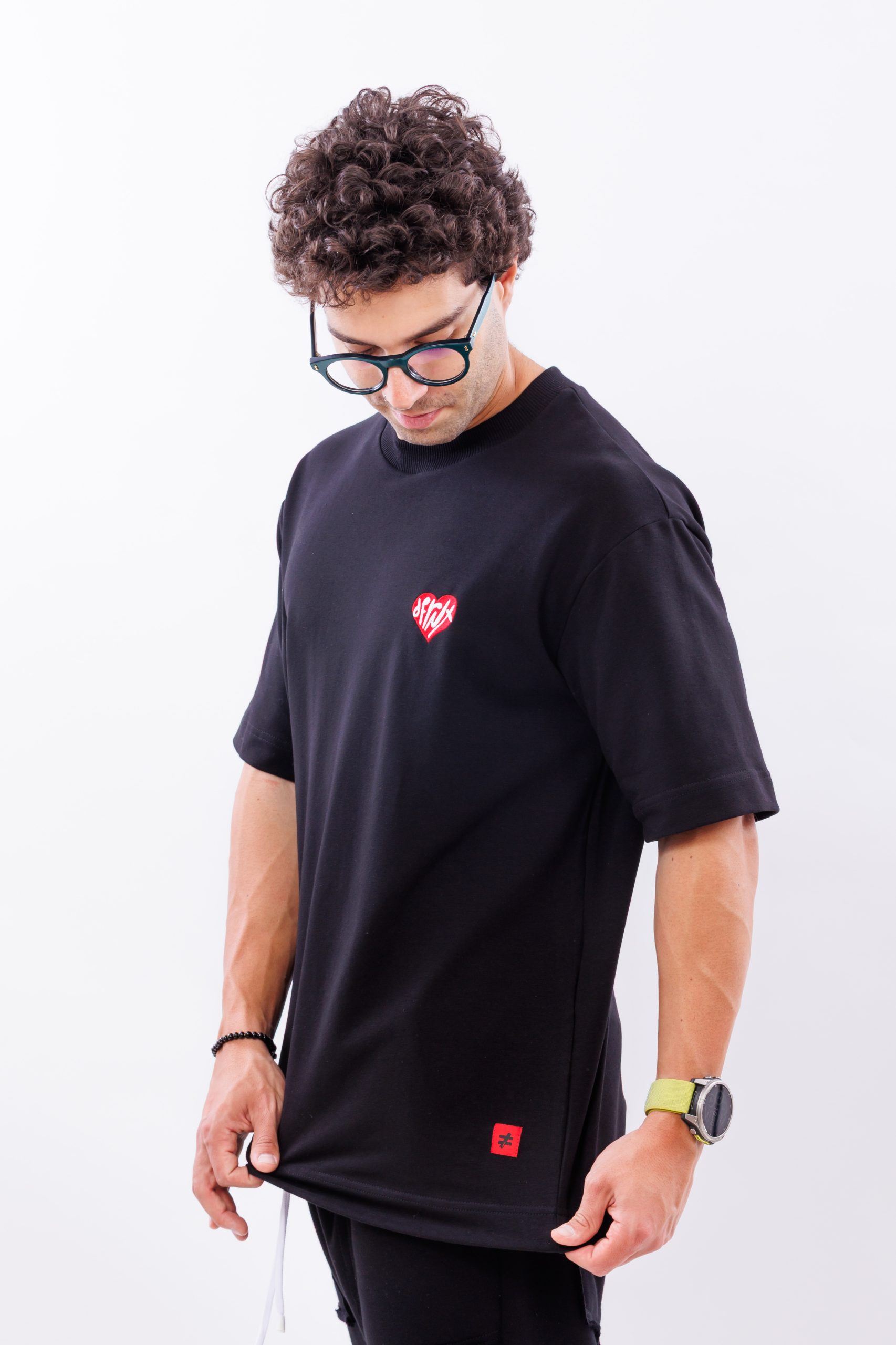 Tricou negru oversize DFRNT CORE HEART – imagine 6