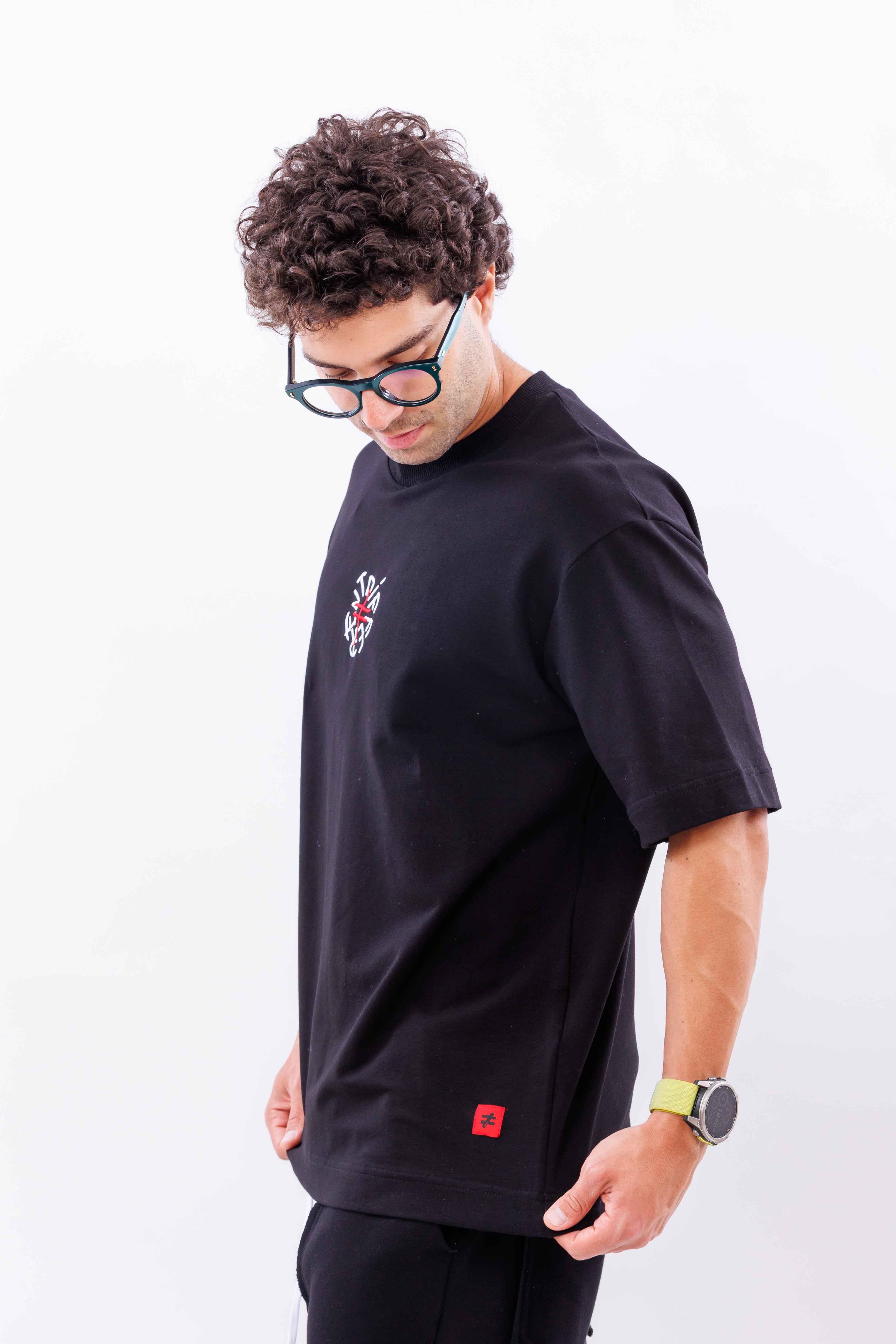 Tricou negru oversize DFRNT signature – imagine 10