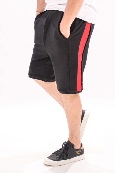 Pantaloni short black with red stripe