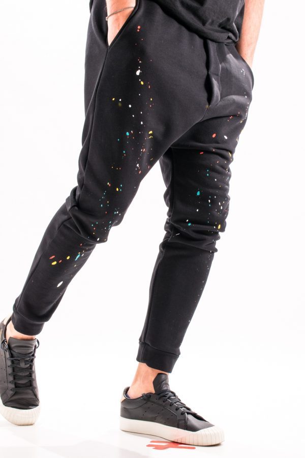 Pantaloni black slim joggers with drops