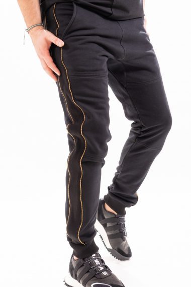 Pantaloni black casual joggers long zipper