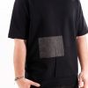 Tricou black oversize denim patch Tricou black oversize denim patch