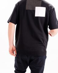 Tricou black oversize denim patch