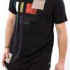 Tricou black cotton painted strips Tricou black cotton painted strips