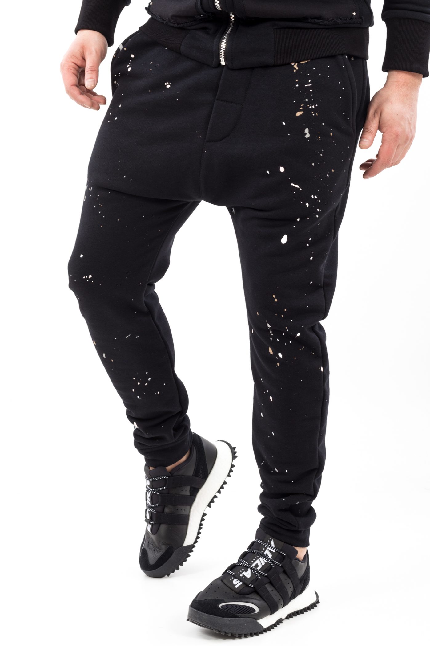 Pantaloni black smart white drops