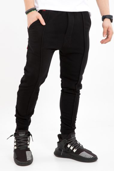 Pantaloni black cotton long seam