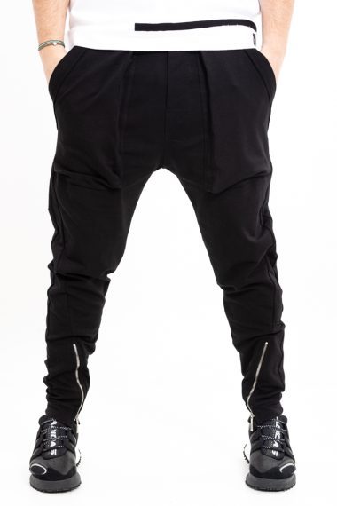 Pantaloni black baggy zipper