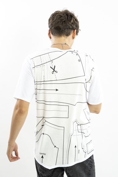 Tricou white allover back print