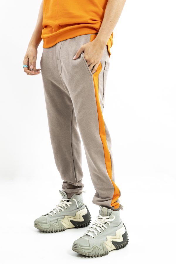 Pantaloni beige orange stripe