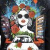 Girl with Roses denim custom jacket