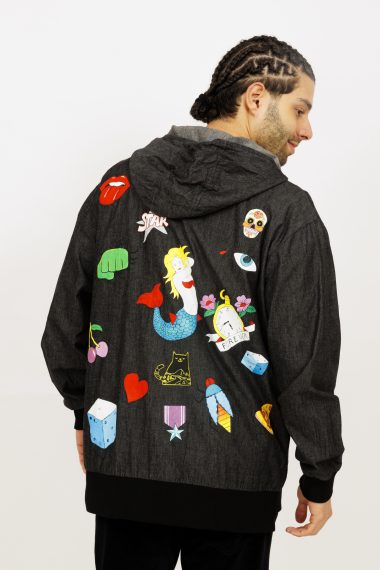 Mystical Blue Dragon Denim Parka Jacket