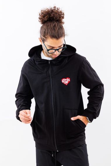 Bluza neagra lejera cu broderie smiley