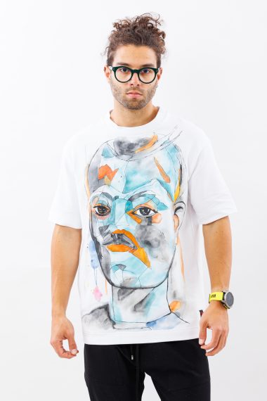 Tricou negru oversize abstract cuts