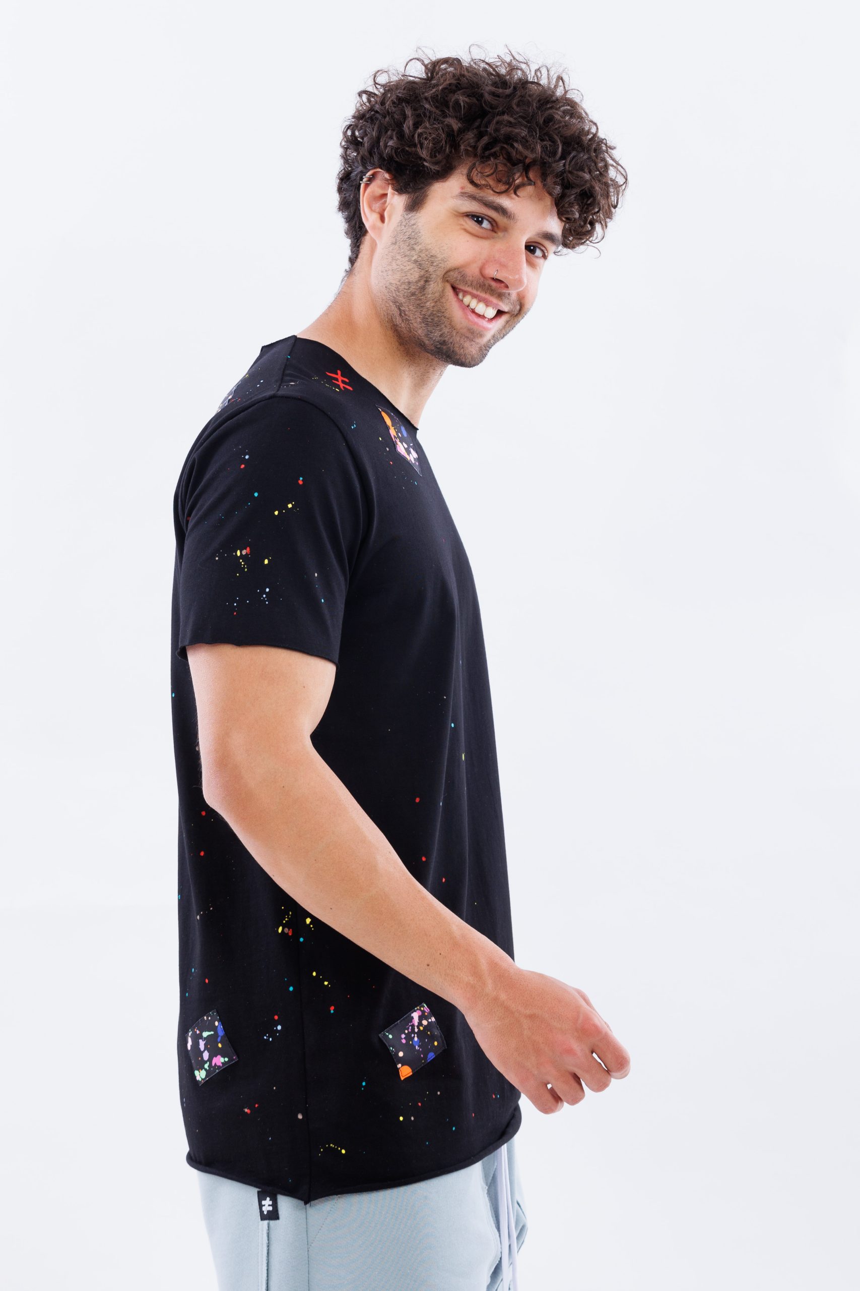 Tricou negru din bumbac Drop & Stitch Tricou negru din bumbac Drop & Stitch