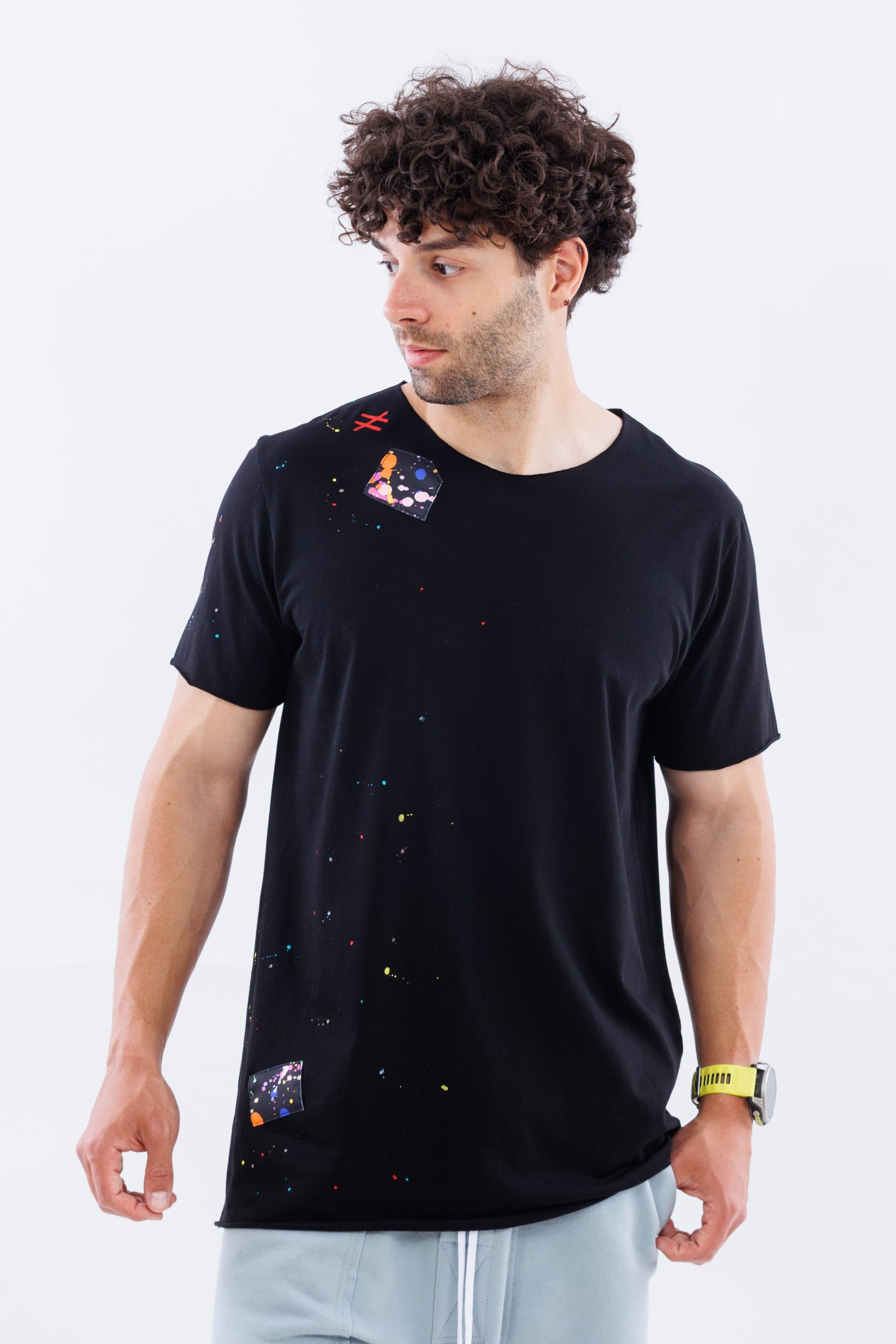 Tricou negru din bumbac Drop & Stitch Tricou negru din bumbac Drop & Stitch