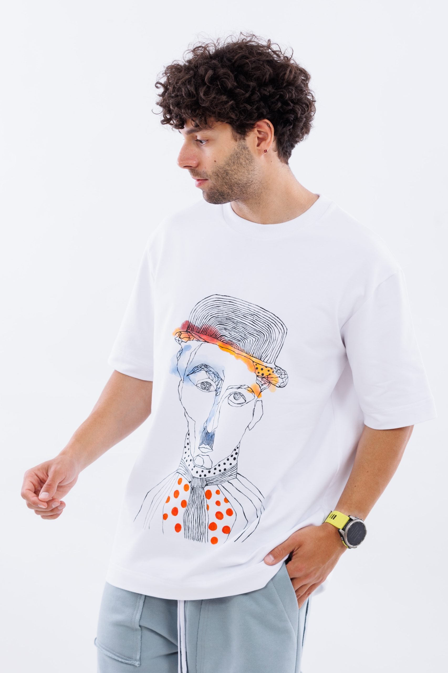 Tricou alb oversize INK & MUSTACHE Tricou alb oversize INK & MUSTACHE