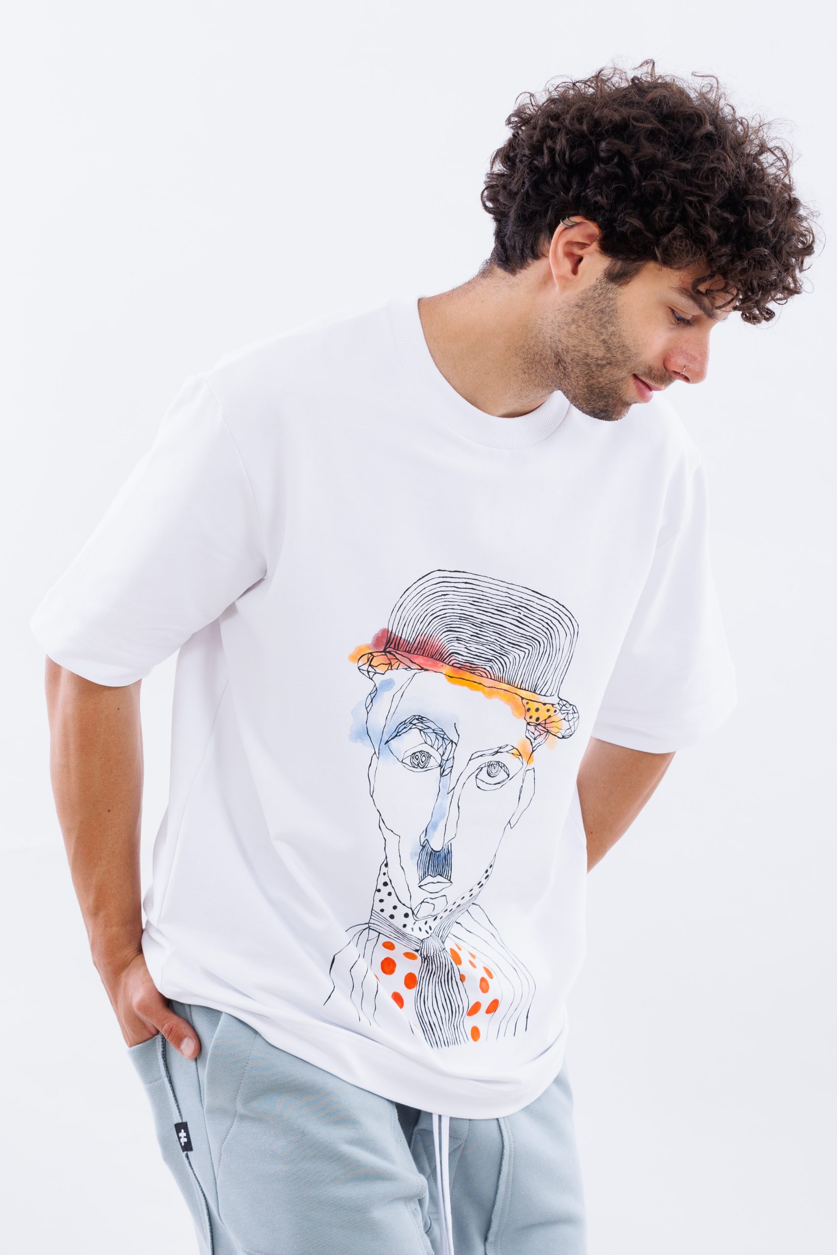Tricou alb oversize INK & MUSTACHE Tricou alb oversize INK & MUSTACHE