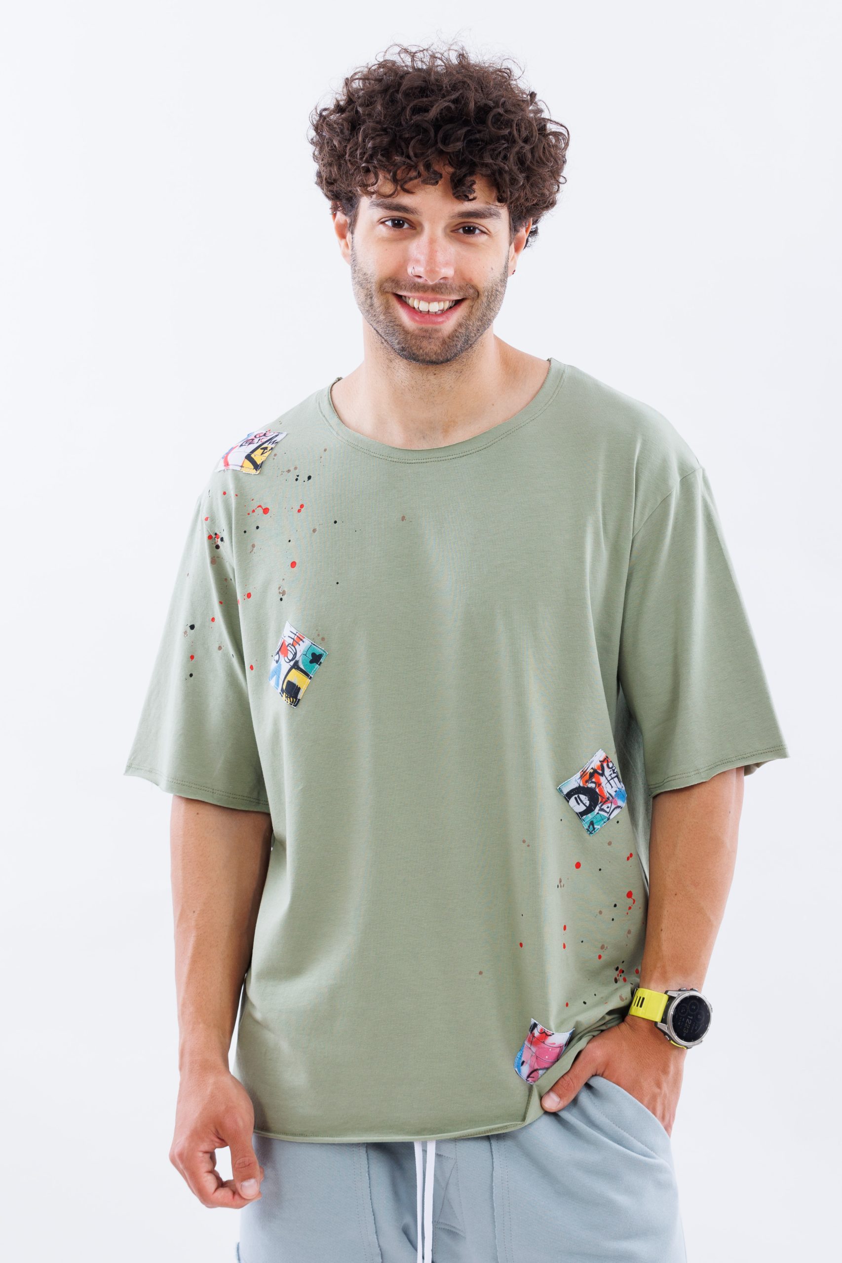 Tricou lejer din bumbac Color Clash