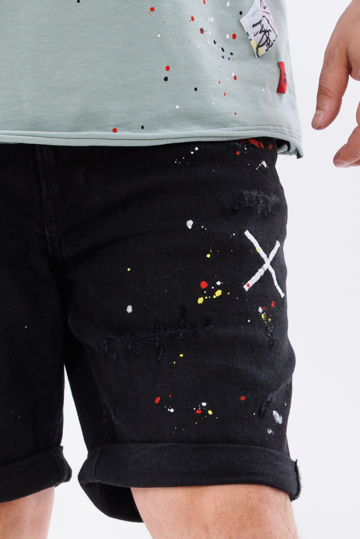 Blugi scurti negri urban stroke Blugi scurti negri urban stroke