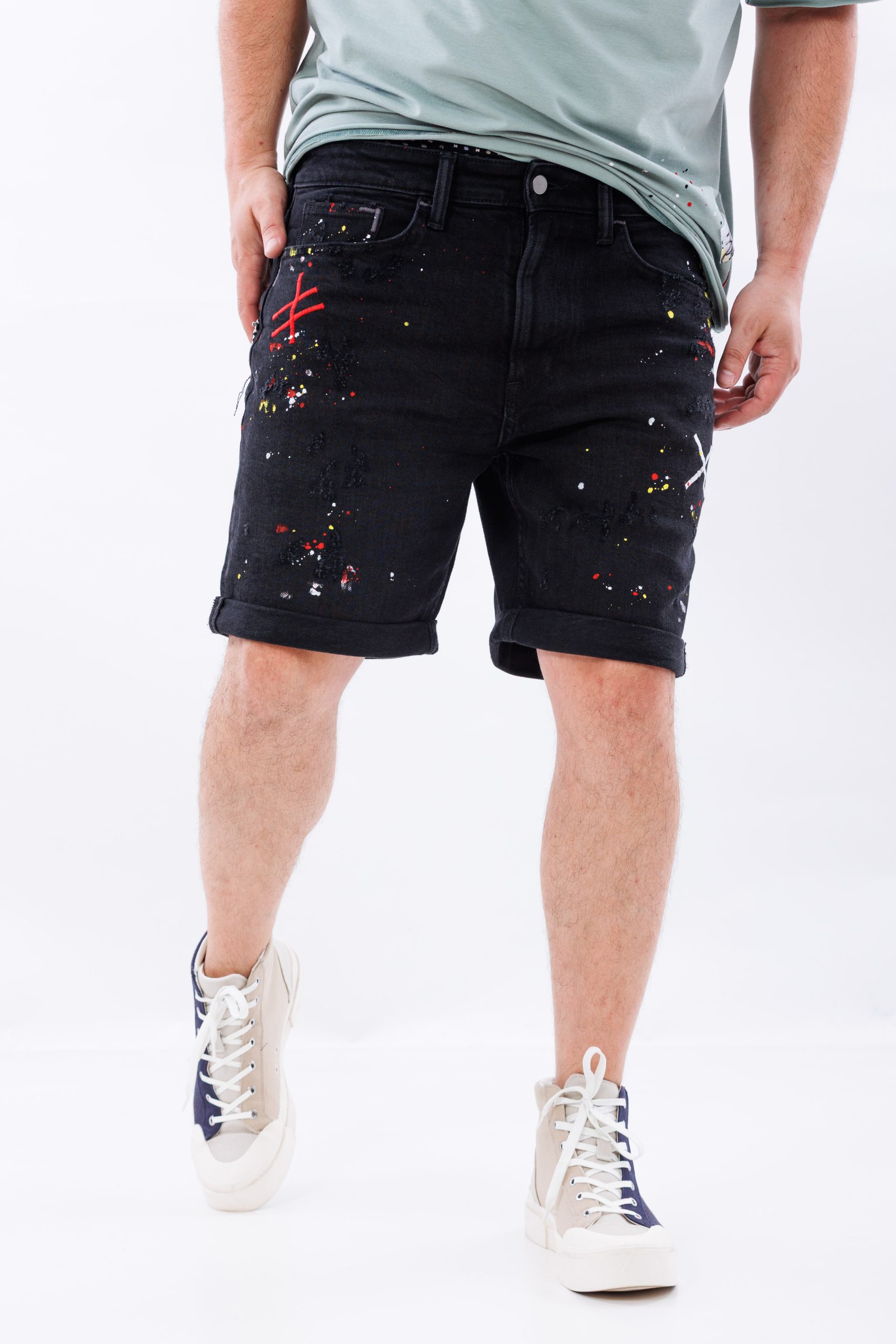 Blugi scurti negri urban stroke Blugi scurti negri urban stroke