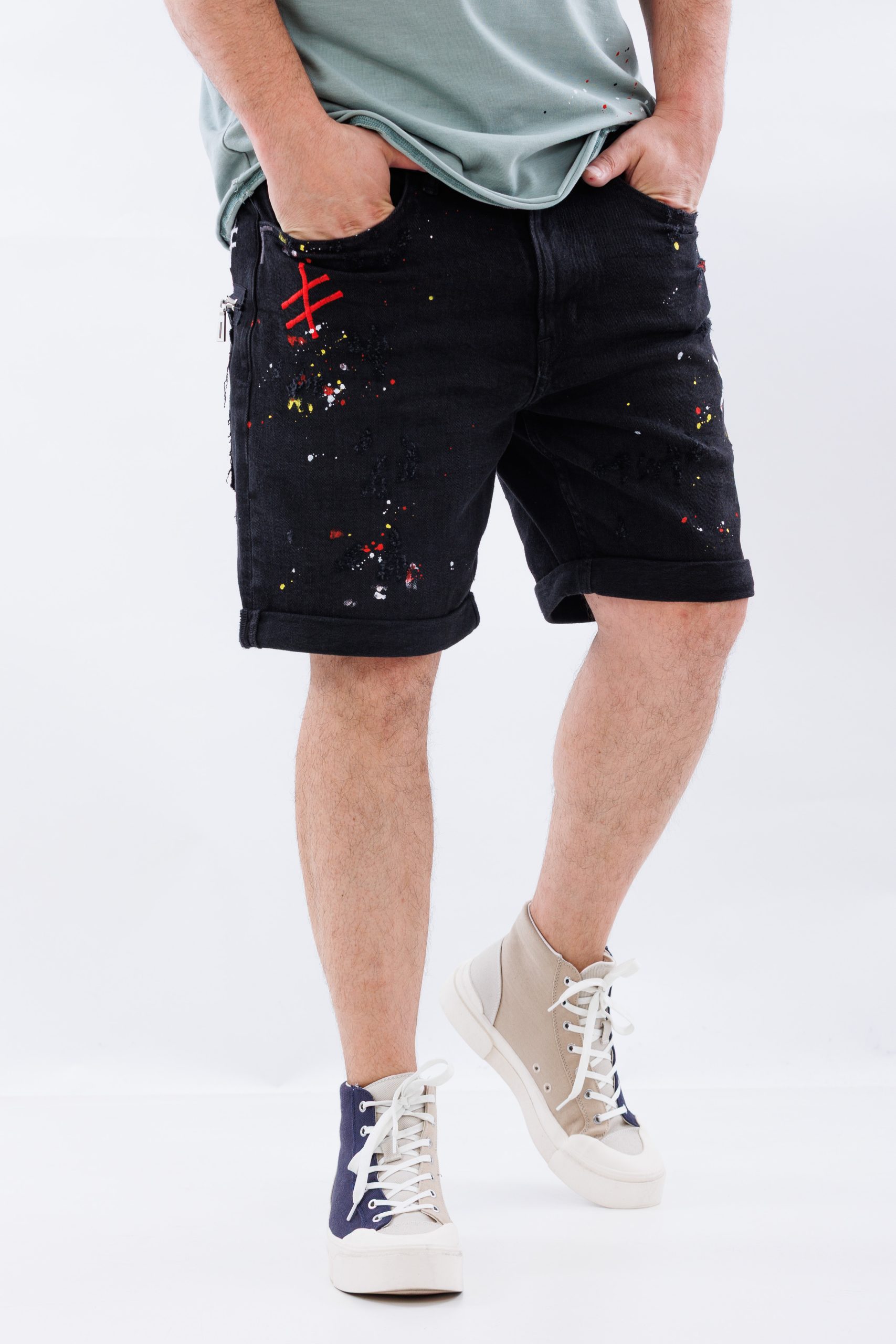 Blugi scurti negri urban stroke Blugi scurti negri urban stroke