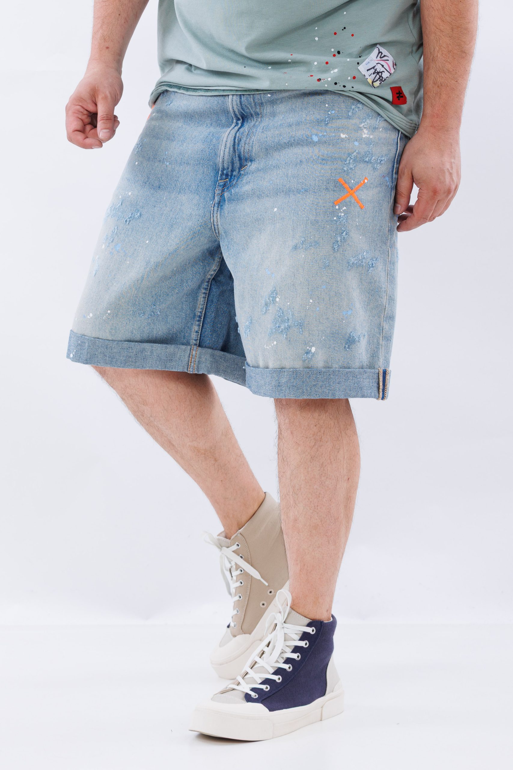 Blugi scurti washed baggy blueprint Blugi scurti washed baggy blueprint