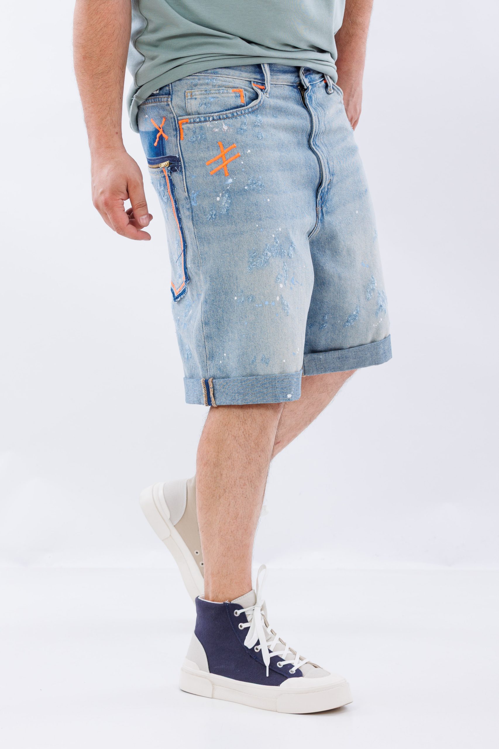 Blugi scurti washed baggy blueprint Blugi scurti washed baggy blueprint