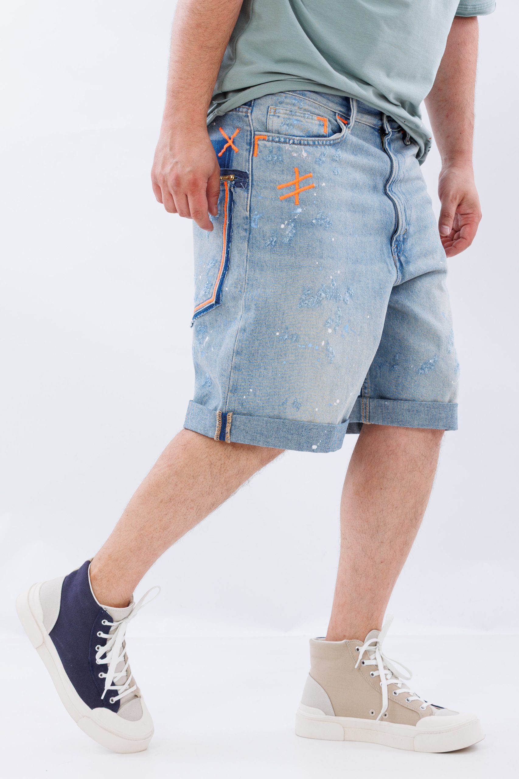 Blugi scurti washed baggy blueprint Blugi scurti washed baggy blueprint