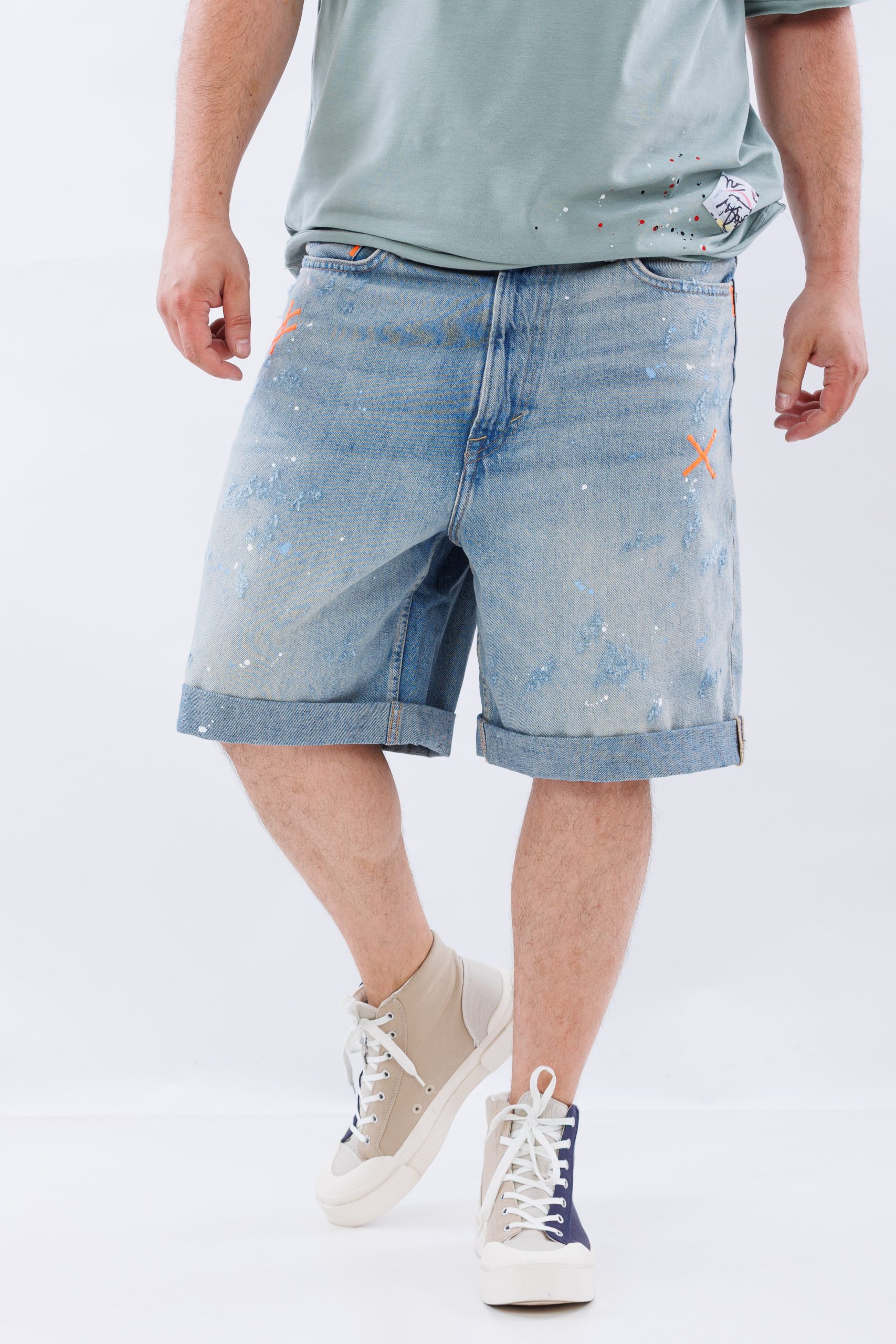 Blugi scurti washed baggy blueprint