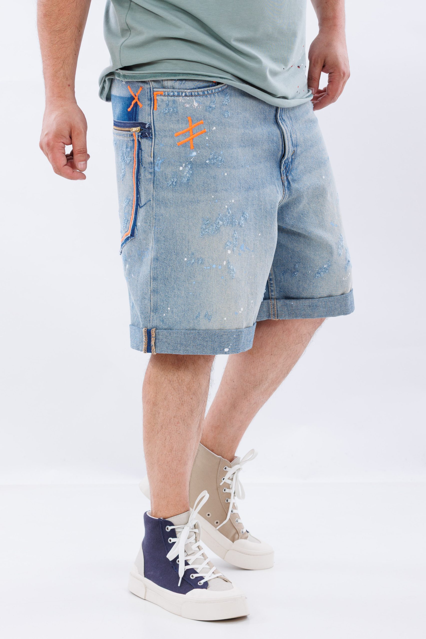 Blugi scurti washed baggy blueprint Blugi scurti washed baggy blueprint