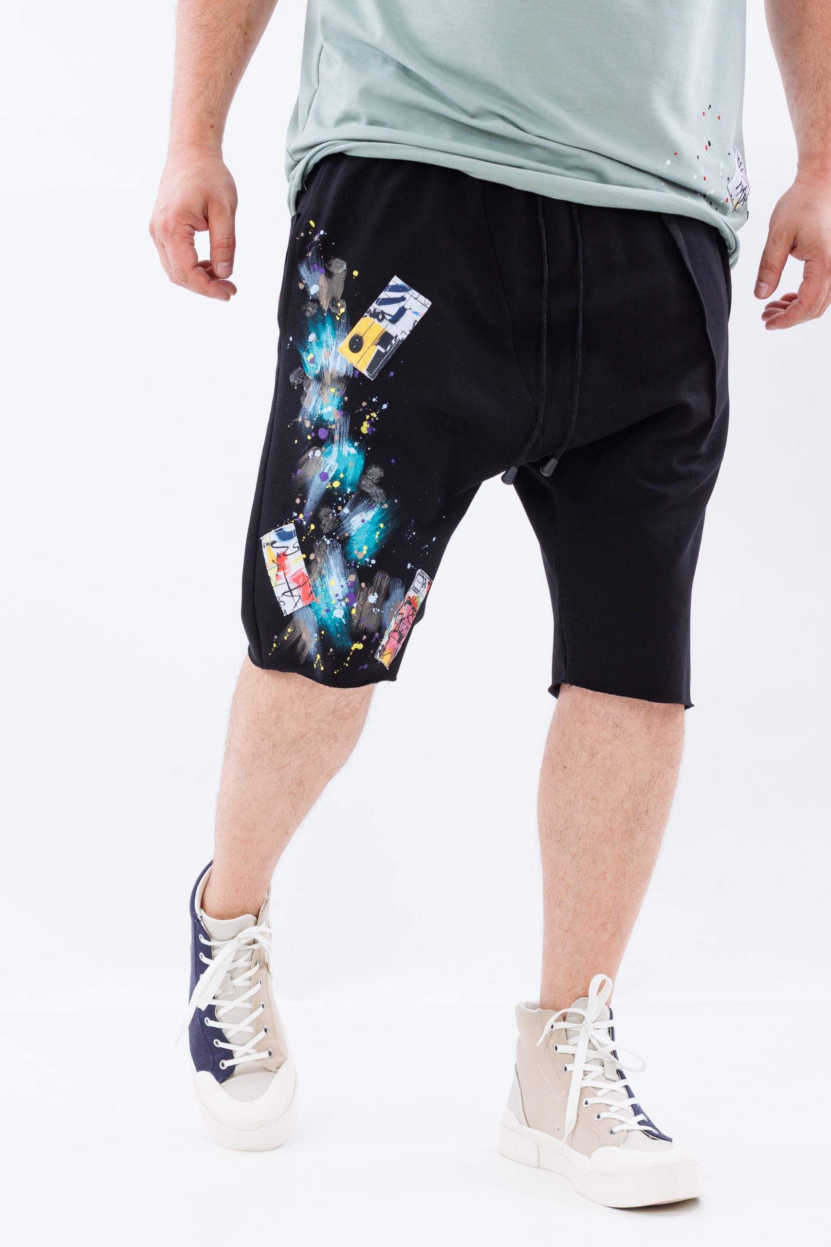 Pantaloni scurti din bumbac Brushstroke Black Pantaloni scurti din bumbac Brushstroke Black