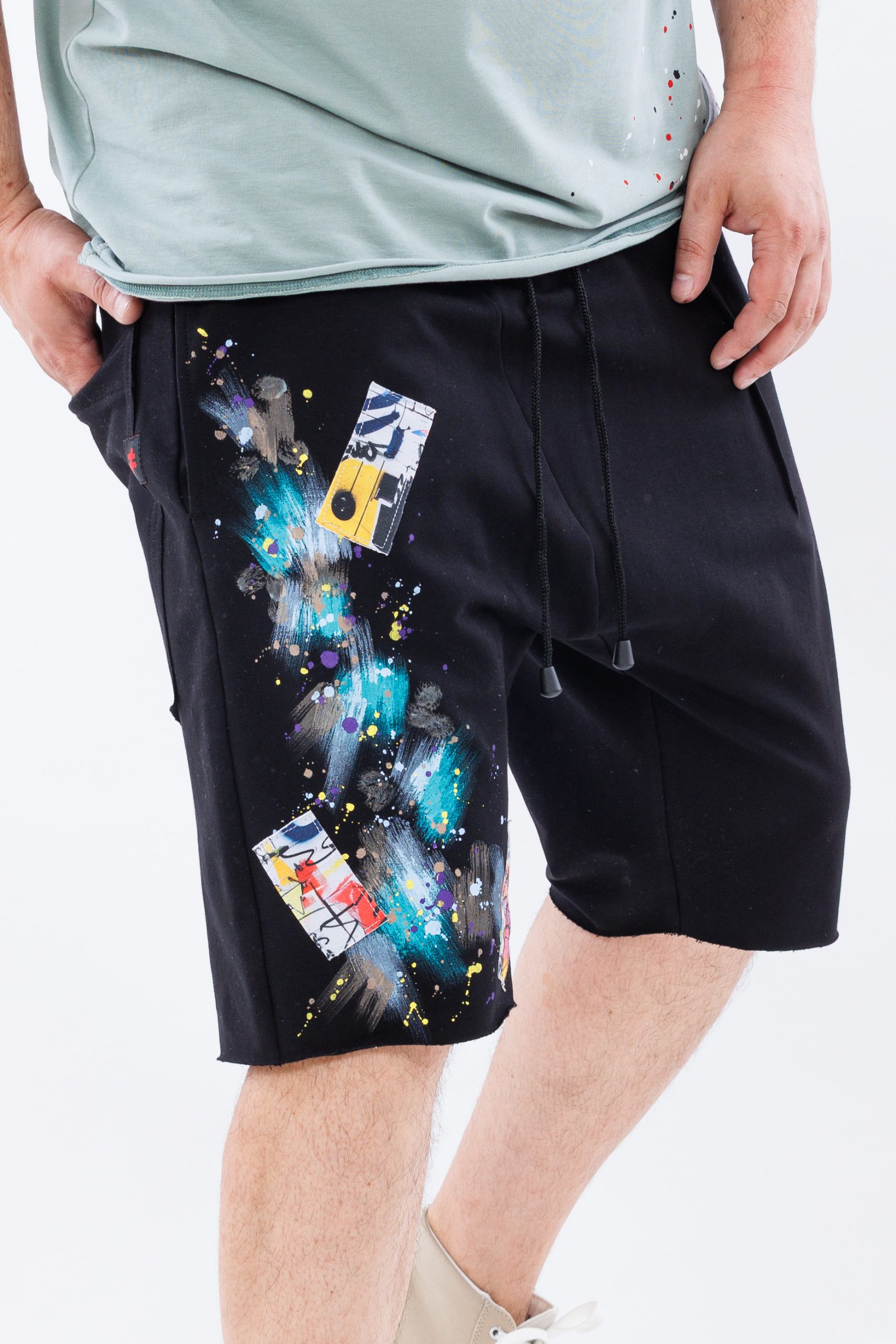Pantaloni scurti din bumbac Brushstroke Black Pantaloni scurti din bumbac Brushstroke Black